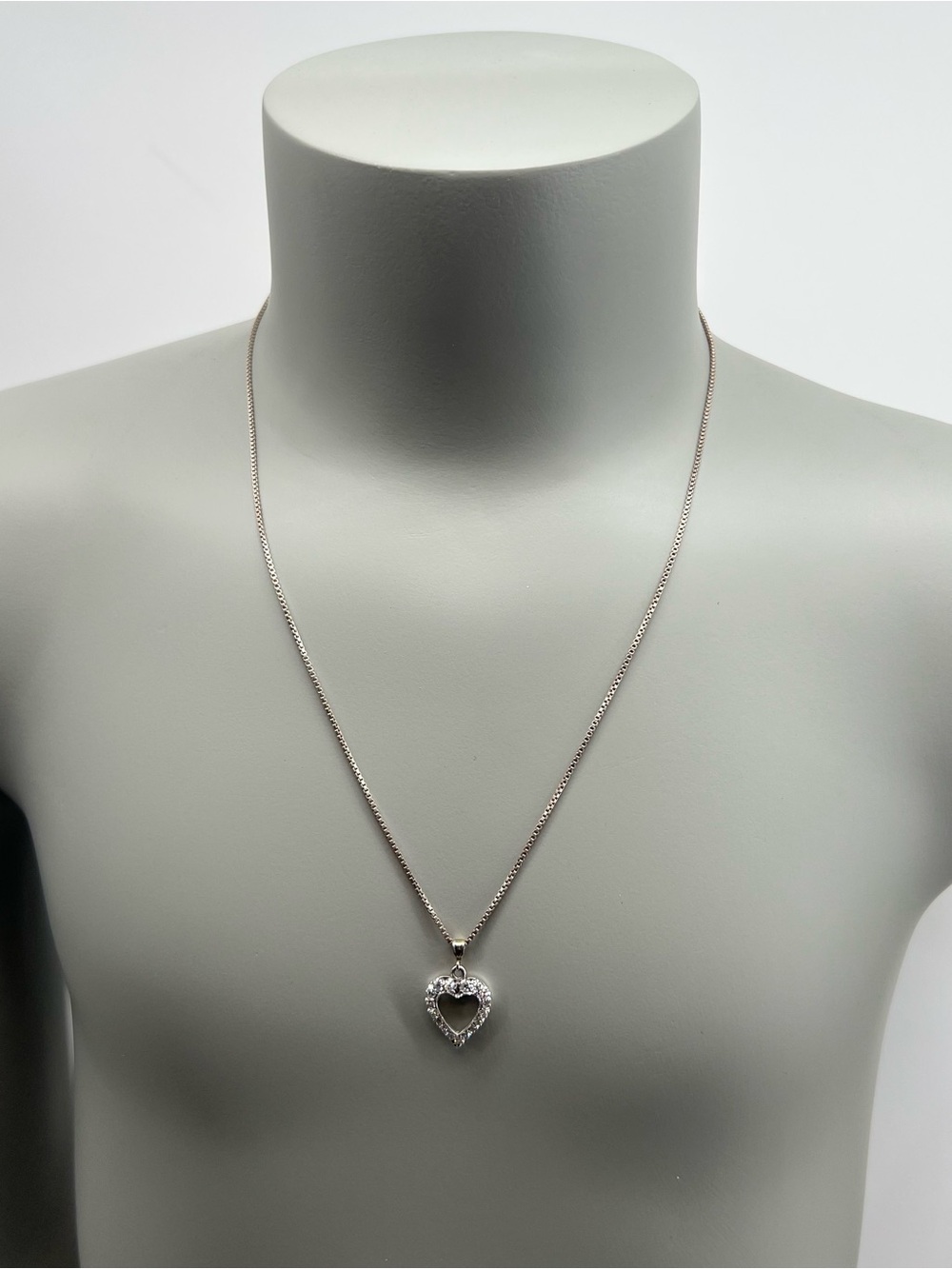 Sterling Silver 925 Diamond Open Heart Halo Pendant Necklace Italy 4.10g